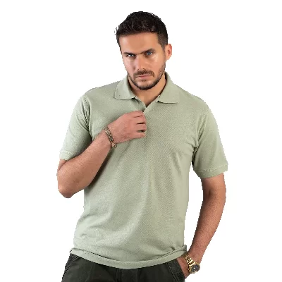 تیشرت مردانه جودون یقه انگلیسی آستین کوتاه رنگ سبز سدری کد TS11011