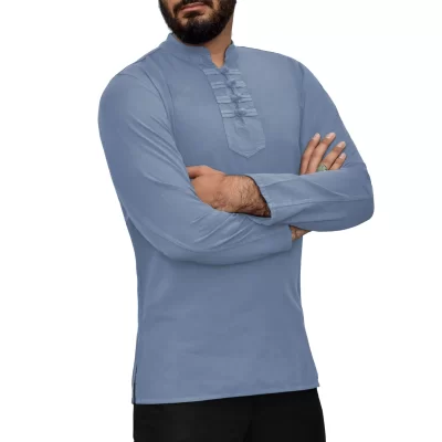 پیراهن الیافی مردانه مدل چهار گره رنگ طوسی